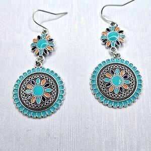 turquoise drop mandala earrings